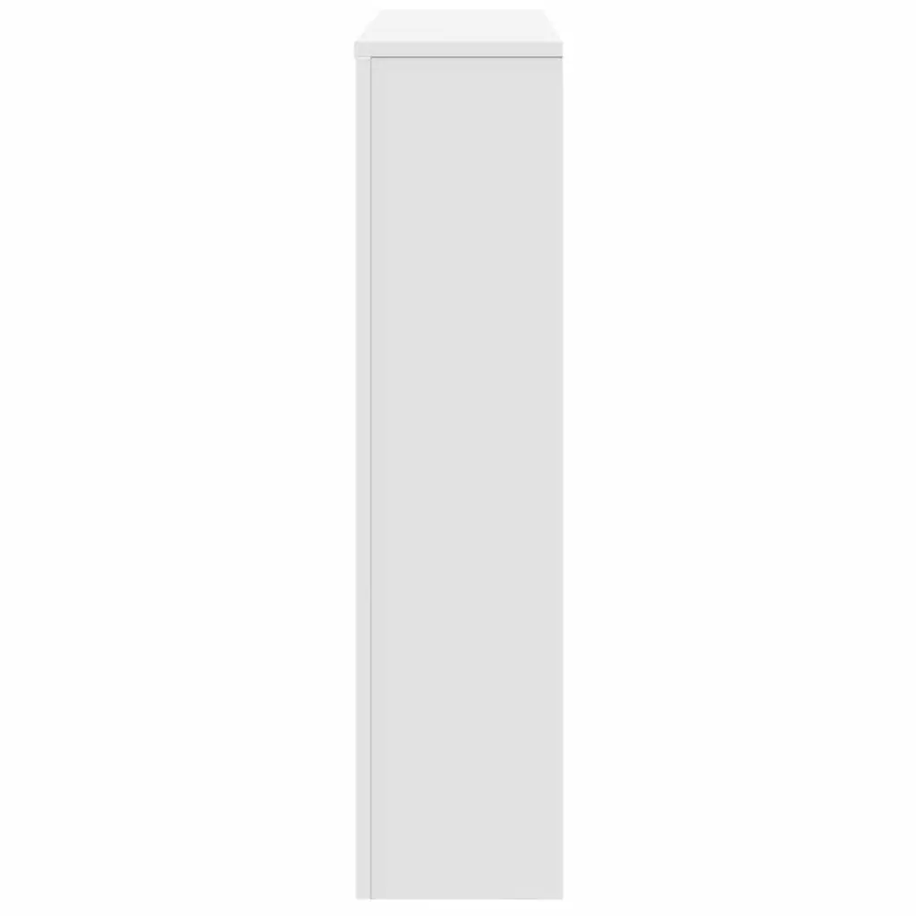 Radiator Cover Living Room White 149 x 20 x 82 cm Slatted Cabinet with Shelf