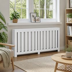 White Radiator Cover 175x20x82cm Engineered Wood Shelf