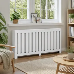 White Radiator Cover 175x20x82cm Engineered Wood Shelf