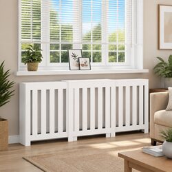 Engineered Wood Radiator Cover - White, 205 x 21.5 x 83.5 cm