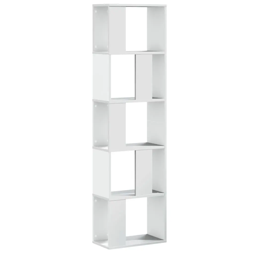 Bookcase 5-Tier White Engineered Wood Storage Shelving Unit 45x23.5x162.5 cm