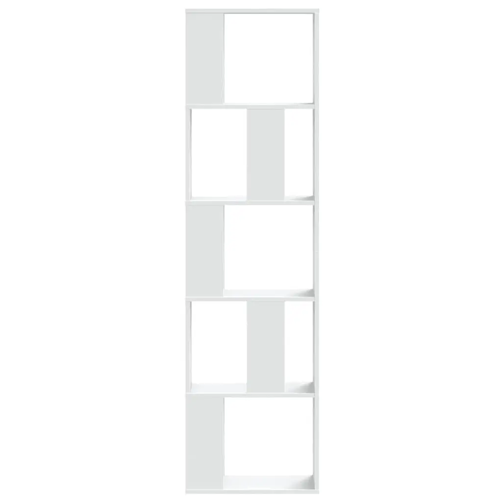 Bookcase 5-Tier White Engineered Wood Storage Shelving Unit 45x23.5x162.5 cm