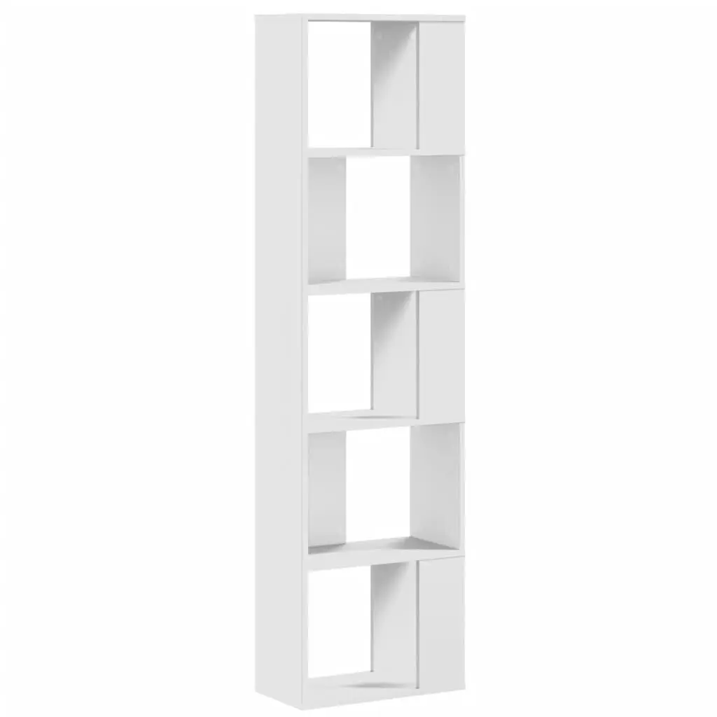 Bookcase 5-Tier White Engineered Wood Storage Shelving Unit 45x23.5x162.5 cm