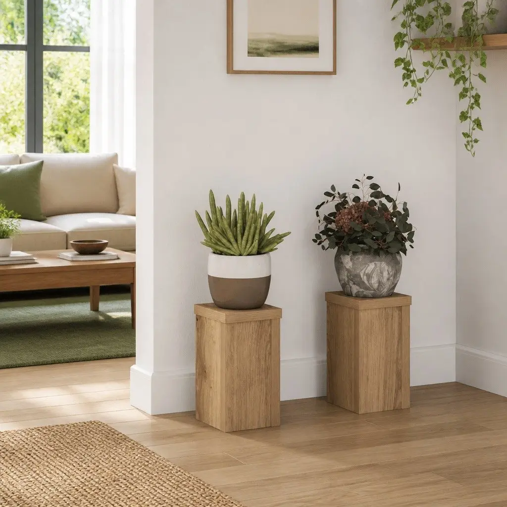 Plant Stands Indoor Outdoor 10x10x18 cm Brown Engineered Wood 2 Piece
