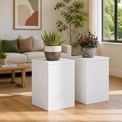 White Engineered Wood Plant Stands 2 pcs 20x20x30 cm