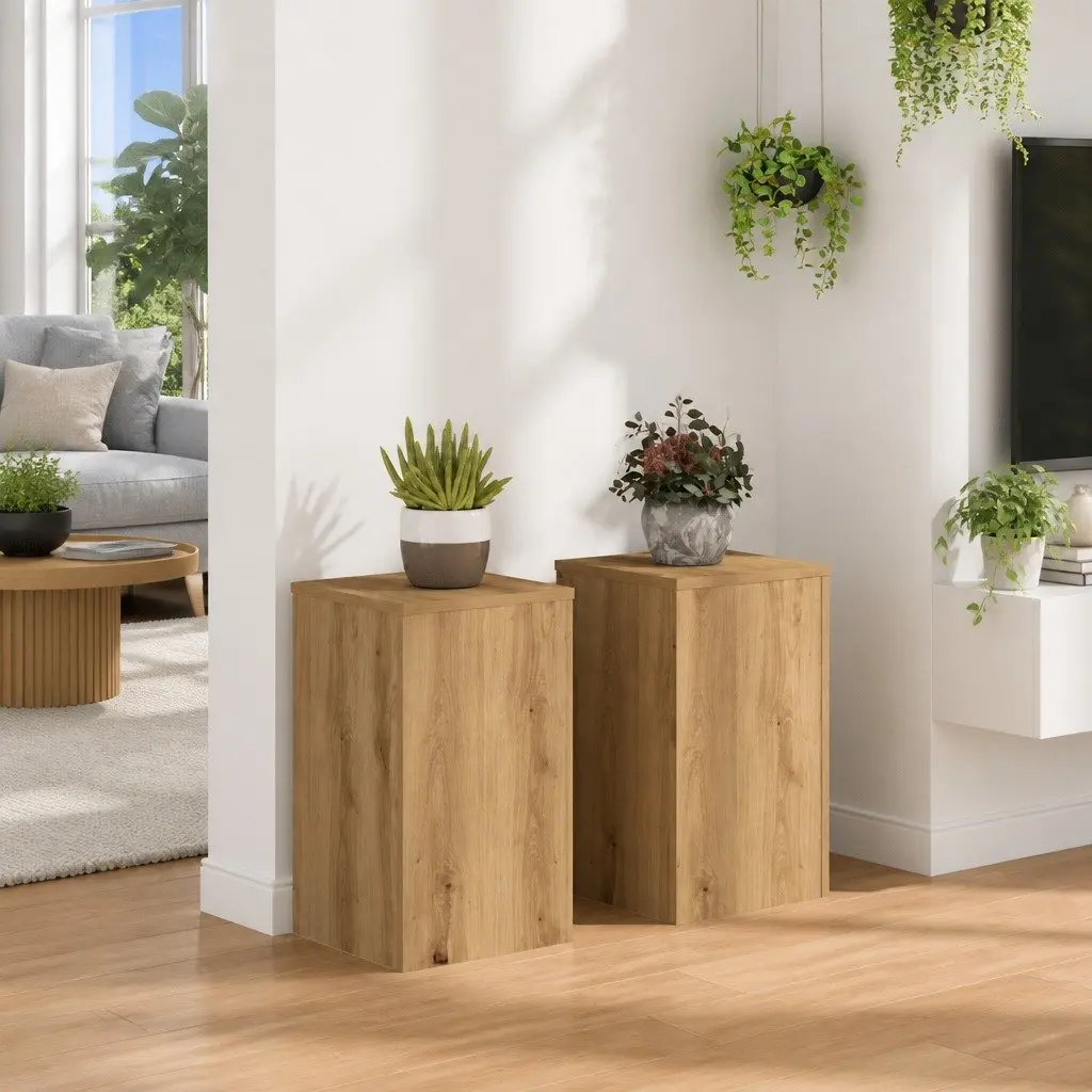 Plant Stands for Home and Garden 30x30x50 cm Brown 2 Piece Engineered Wood Flower Display Holder