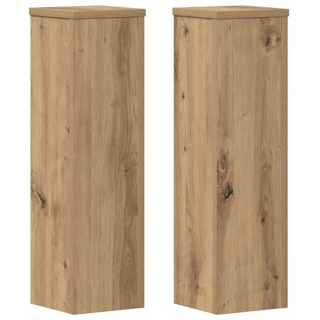 Plant Stands 2 Pieces Brown Engineered Wood 17x17x60 cm Flower Pot Display