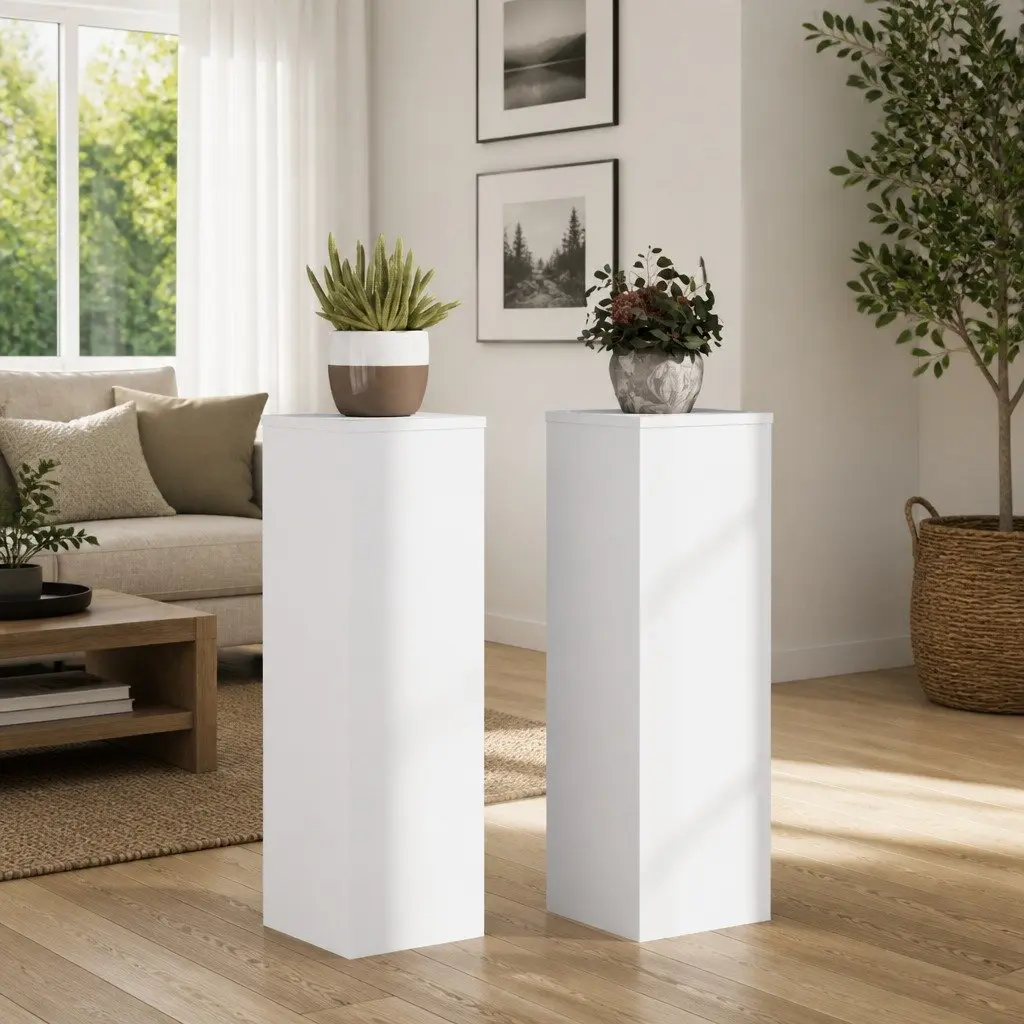 Plant Stands 2 pcs White 25x25x80 cm Engineered Wood Flower Pot Display