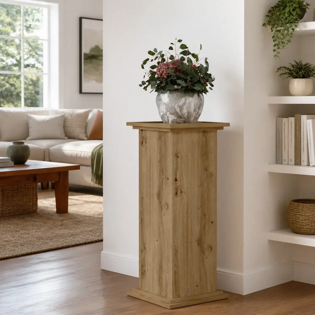 Plant Stand Indoor Brown Engineered Wood 33x33x80cm Tall Display Flower Pot