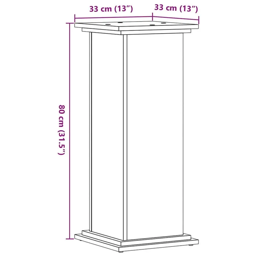 Plant Stand Indoor Brown Engineered Wood 33x33x80cm Tall Display Flower Pot