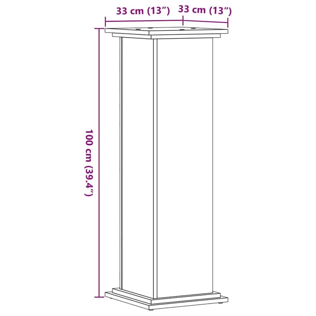 Plant Stand Engineered Wood Brown 33x33x100cm Indoor Outdoor Decorative Display