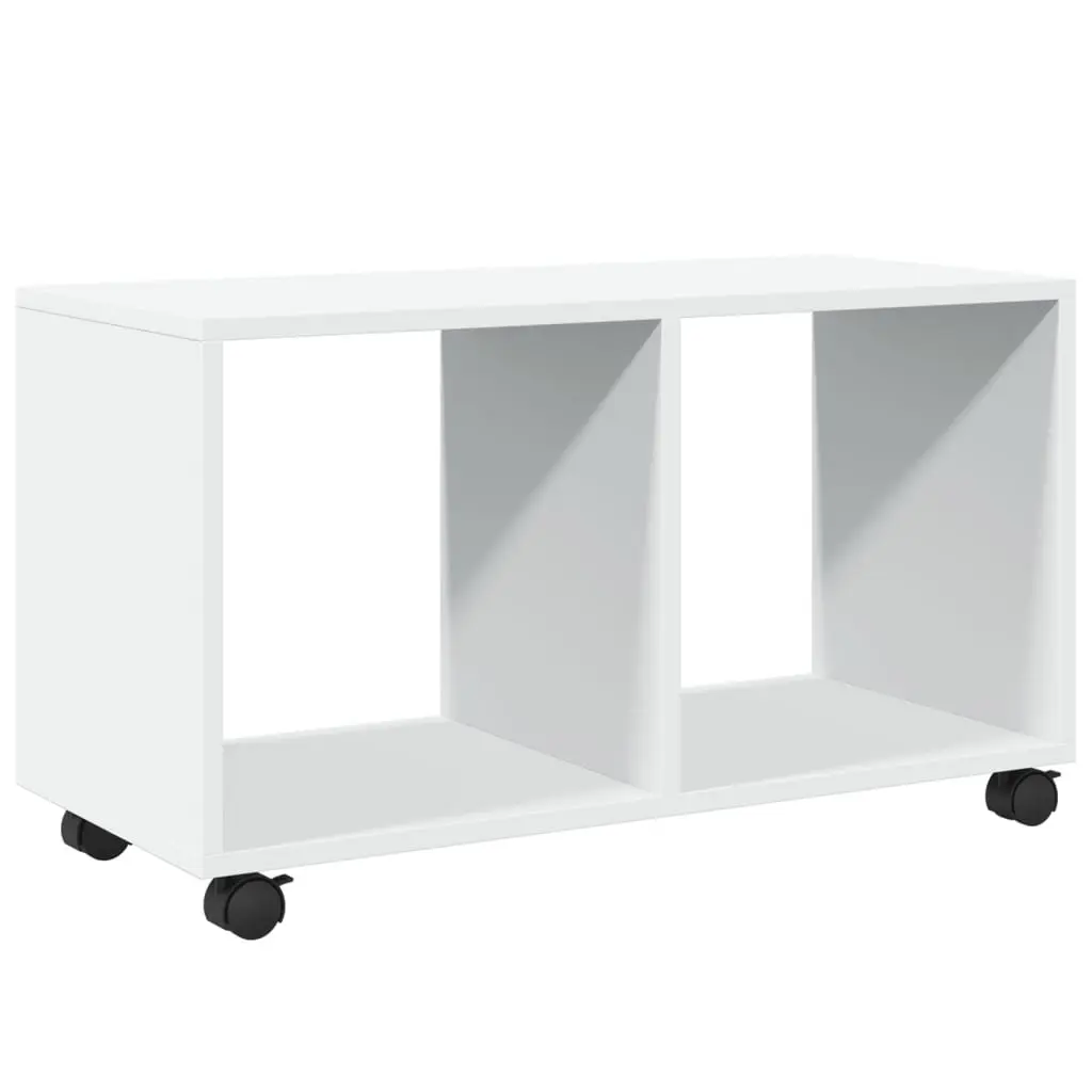 Rolling Cabinet White Storage Unit Furniture with Swivel Wheels and Lockable