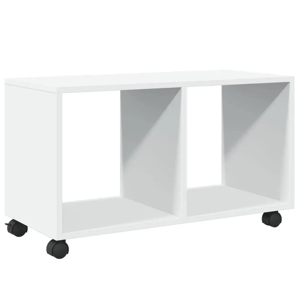 Rolling Cabinet White Storage Unit Furniture with Swivel Wheels and Lockable
