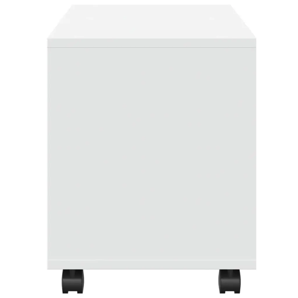 Rolling Cabinet White Storage Unit Furniture with Swivel Wheels and Lockable