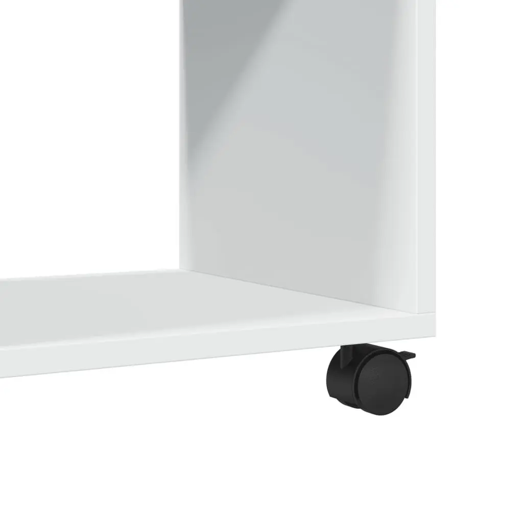 Rolling Cabinet White Storage Unit Furniture with Swivel Wheels and Lockable