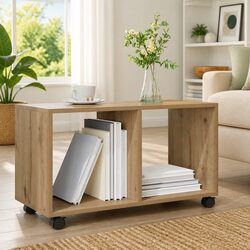 Brown Engineered Wood Rolling Cabinet - Specs Inside