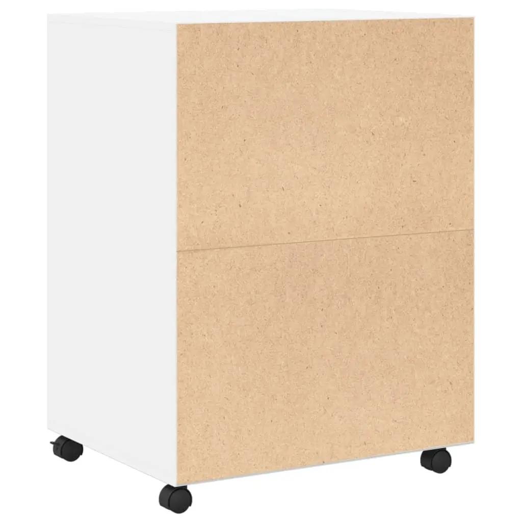 Rolling Cabinet White Storage Organizer for Home Office 60W x 48D x 81H cm