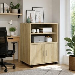 Rolling Cabinet Dimensions: 60x48x81cm Brown Storage
