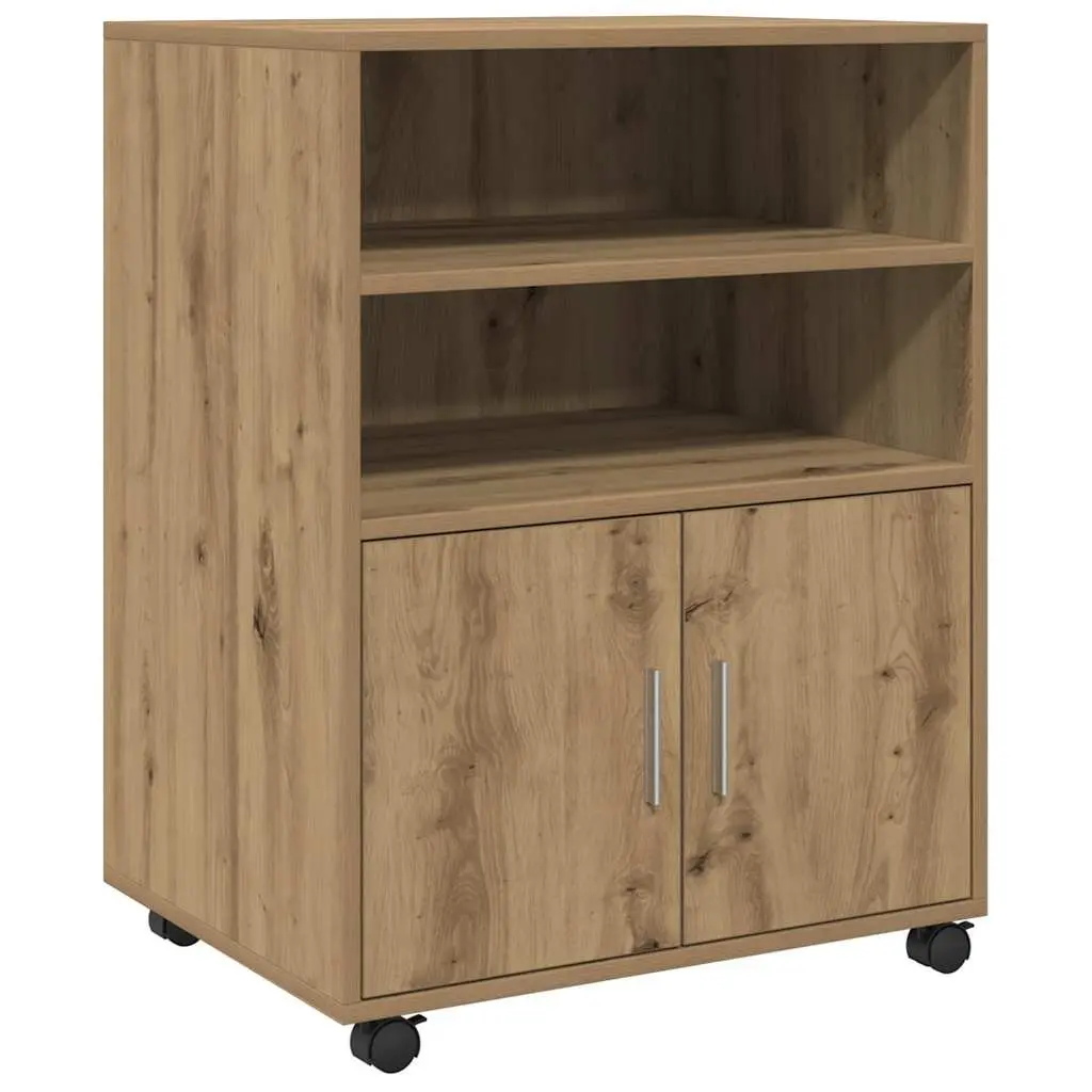 Brown Rolling Cabinet with Wheels