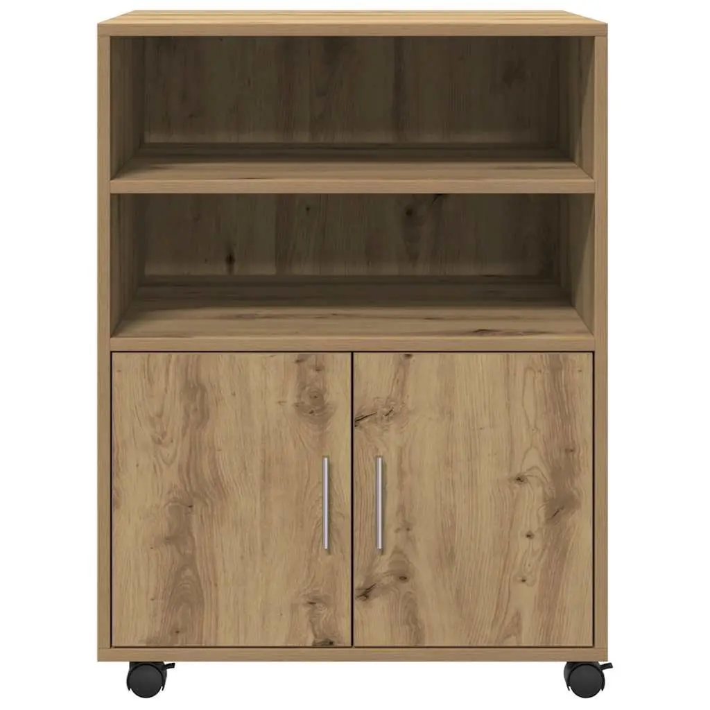 Brown Rolling Cabinet with Wheels
