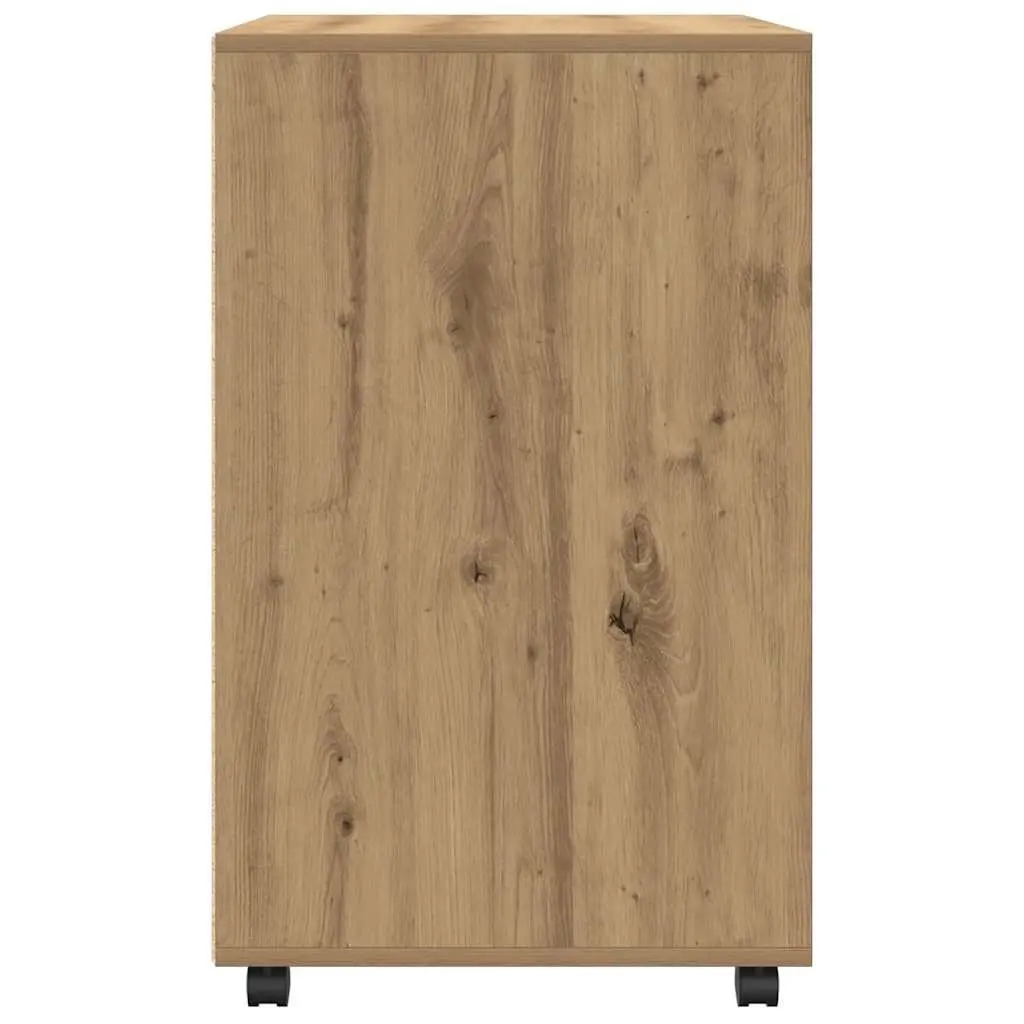 Brown Rolling Cabinet with Wheels
