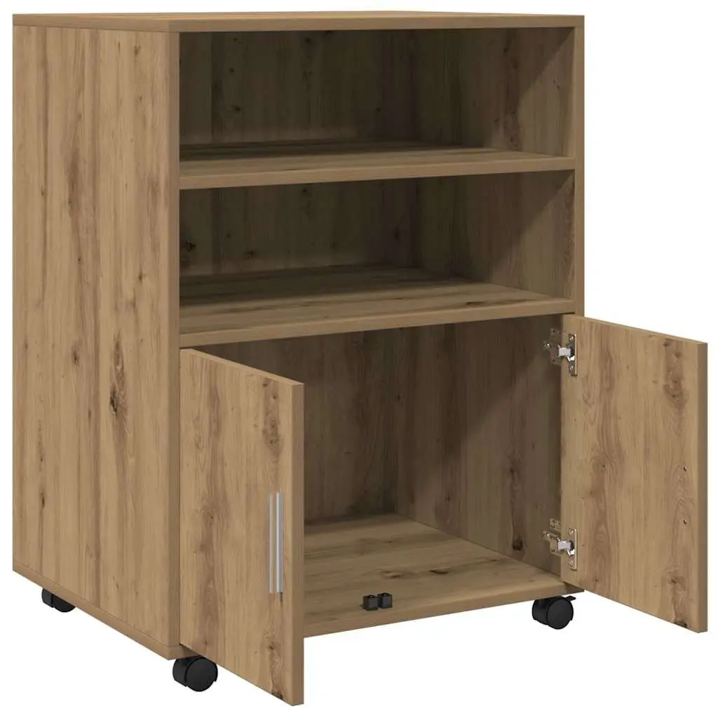 Brown Rolling Cabinet with Wheels