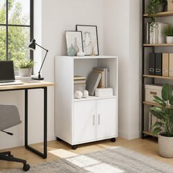 White Rolling Storage Cabinet - 55L x 40W x 91H cm
