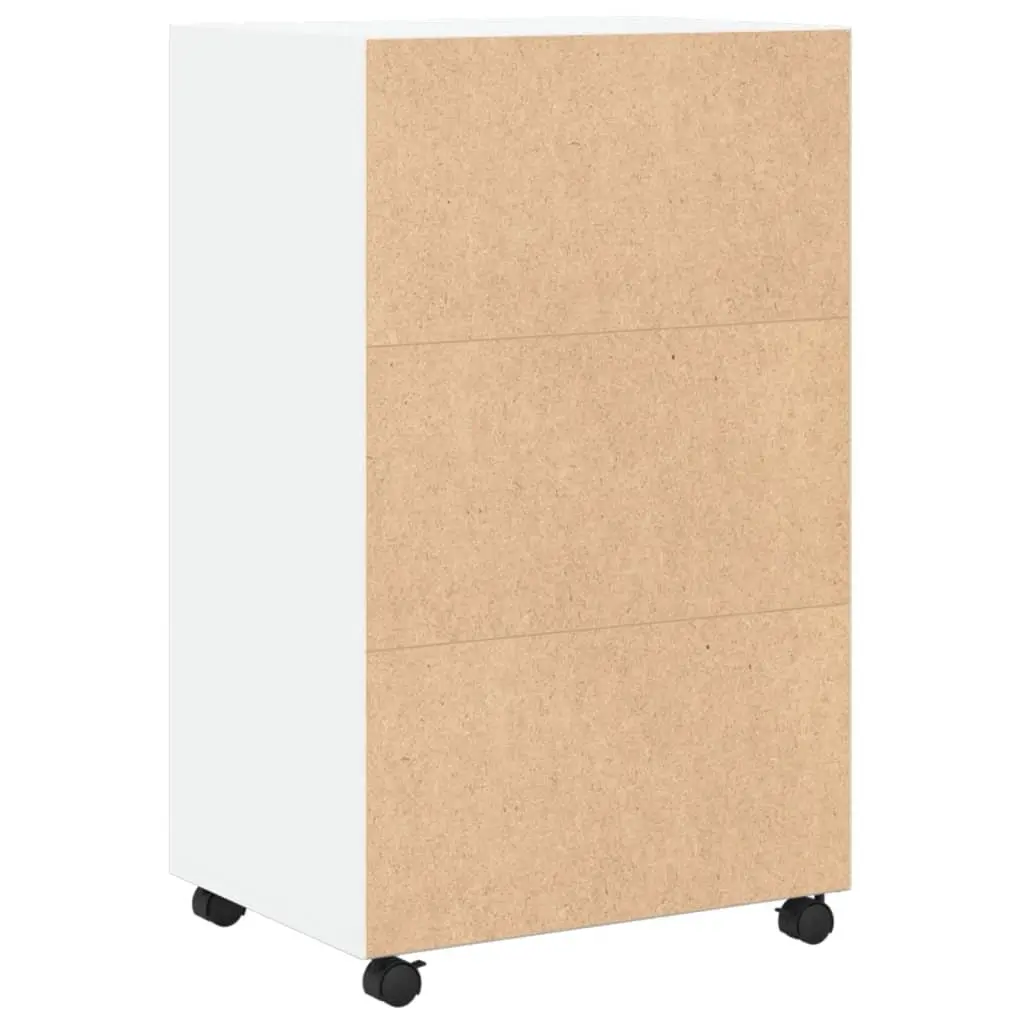 Rolling Cabinet White Storage Furniture Bedroom 55L x 40W x 91H cm