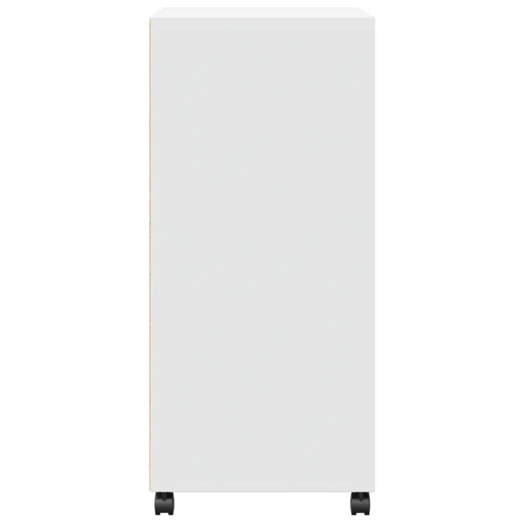 Rolling Cabinet White Storage Furniture Bedroom 55L x 40W x 91H cm