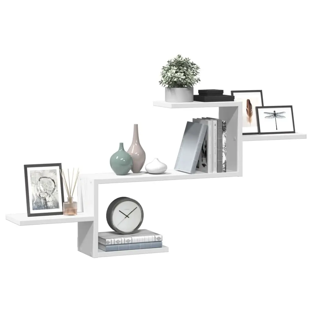 Wall Shelf White Floating Storage Display Engineered Wood 104x15x49cm