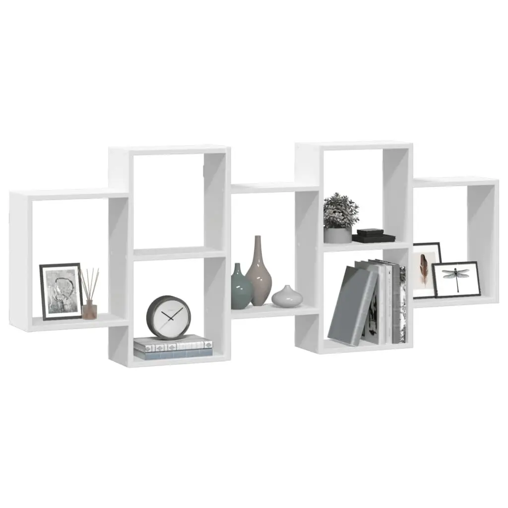Floating Display Shelf White 159x18x65 cm Engineered Wood