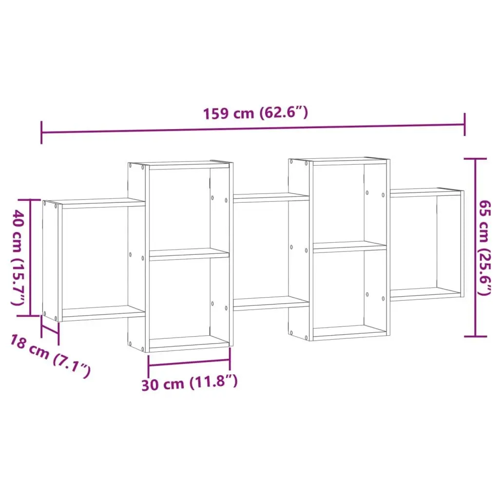 Floating Display Shelf White 159x18x65 cm Engineered Wood