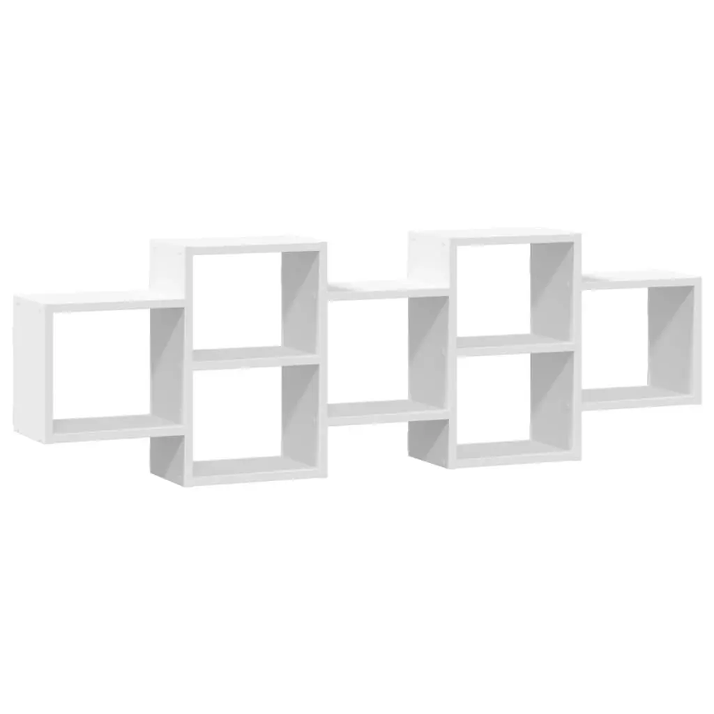 Wall Shelf White Floating Storage Display Organiser Engineered Wood 129x18x42cm