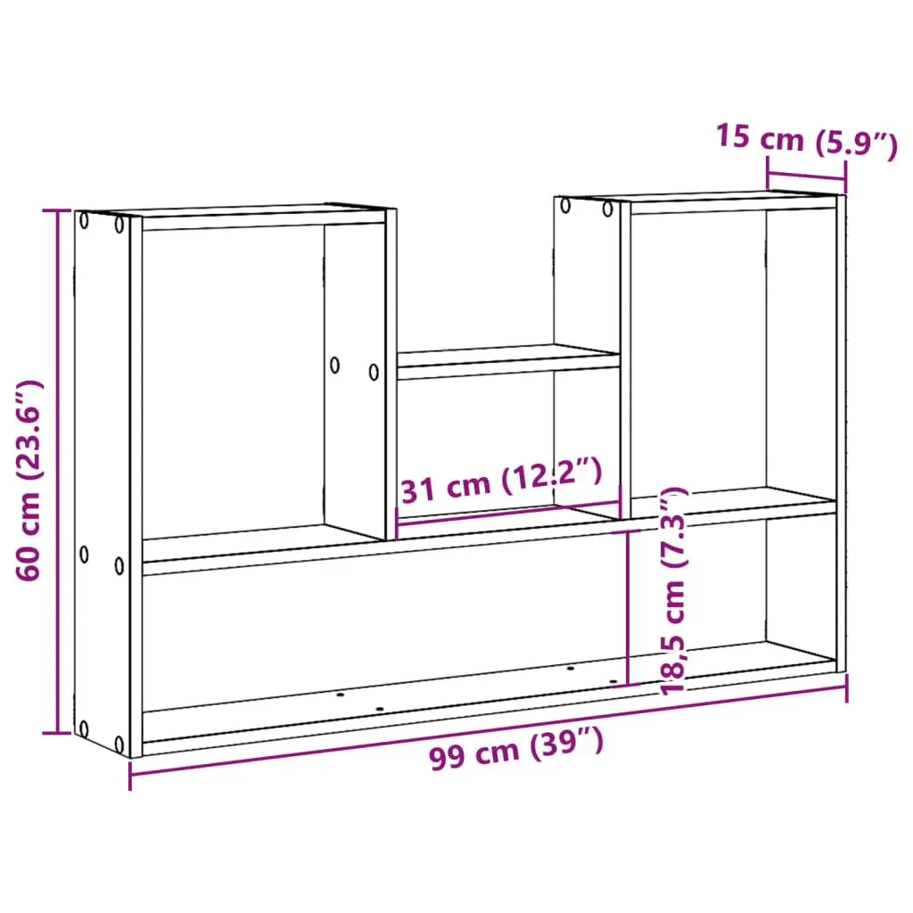 Wall Shelf White Floating Storage Display Organizer Engineered Wood 99x15x60cm