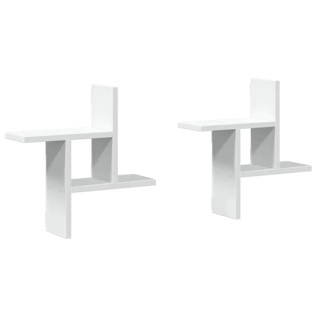 Wall Shelves for Home 38x12x38 cm White Floating Storage Display Unit 2 pcs