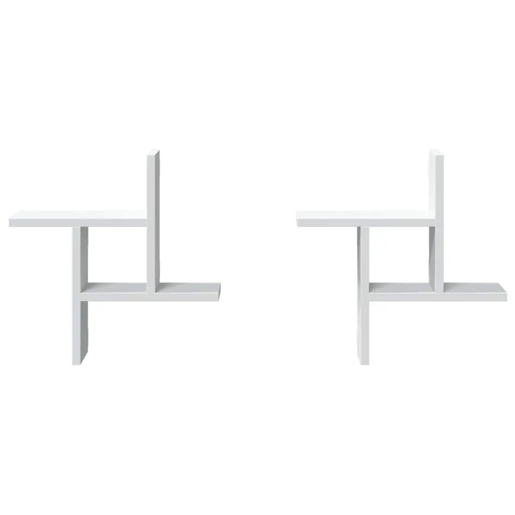 Wall Shelves for Home 38x12x38 cm White Floating Storage Display Unit 2 pcs