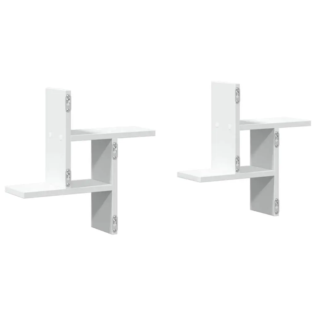Wall Shelves for Home 38x12x38 cm White Floating Storage Display Unit 2 pcs