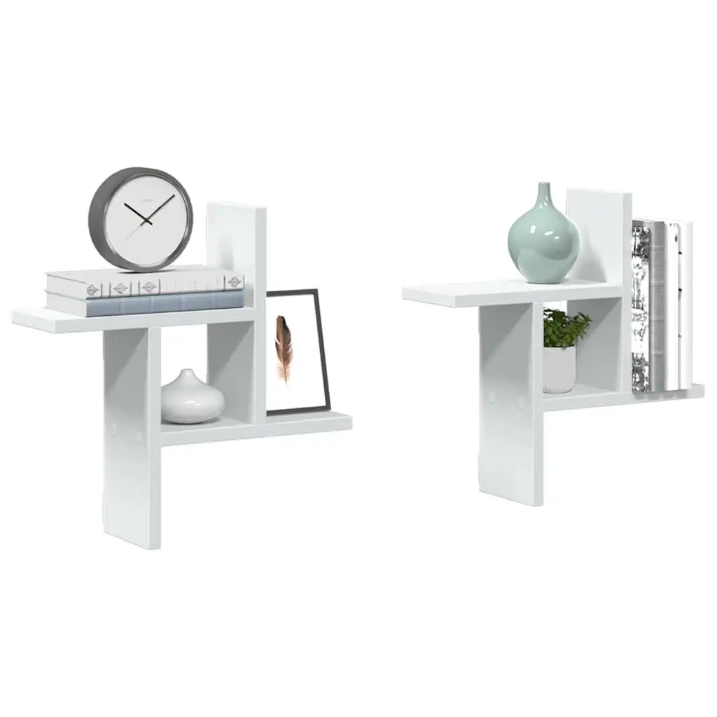 Wall Shelves for Home 38x12x38 cm White Floating Storage Display Unit 2 pcs