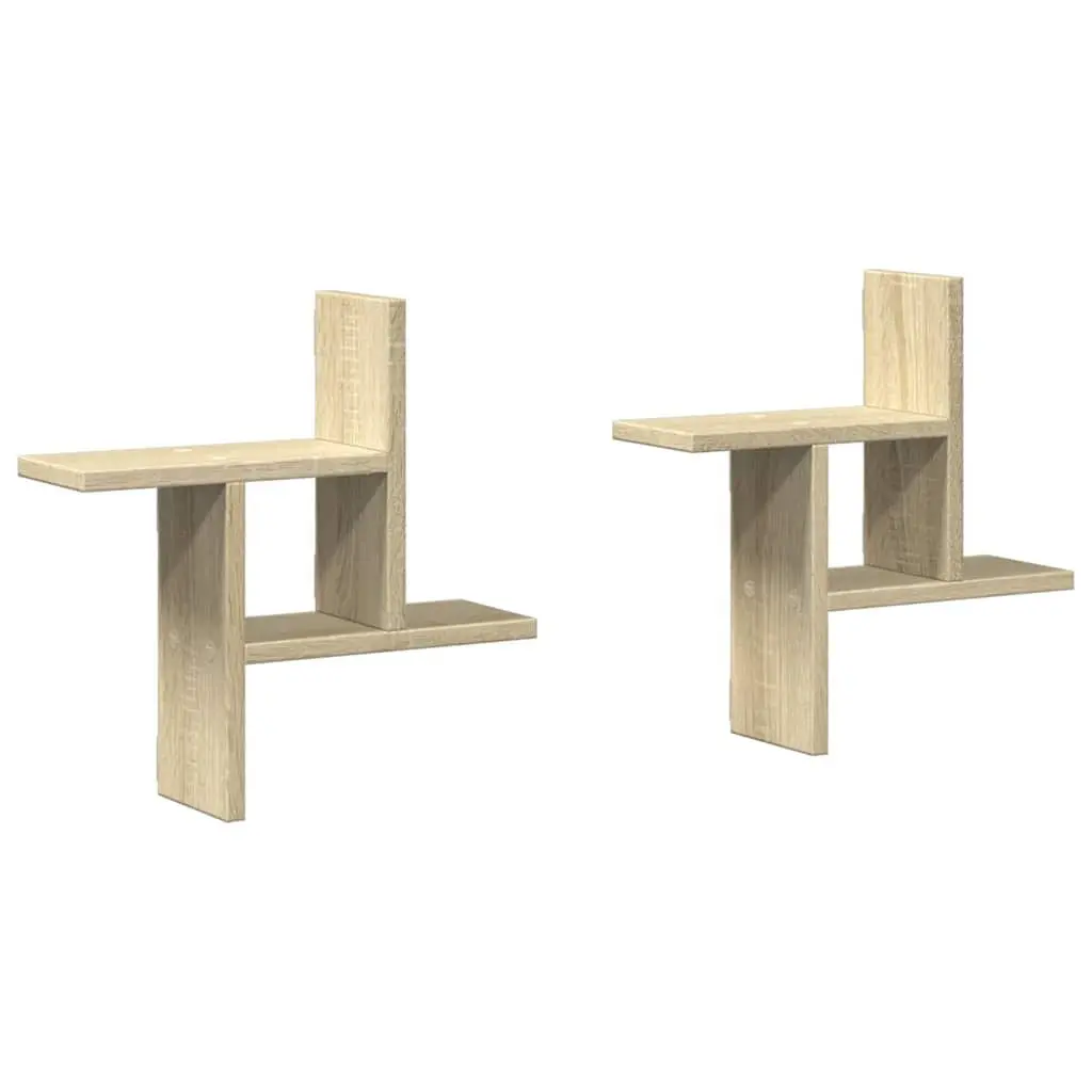 Wall Shelves 2 pcs Sonoma Oak 38x12x38 cm Floating Storage Display Organiser