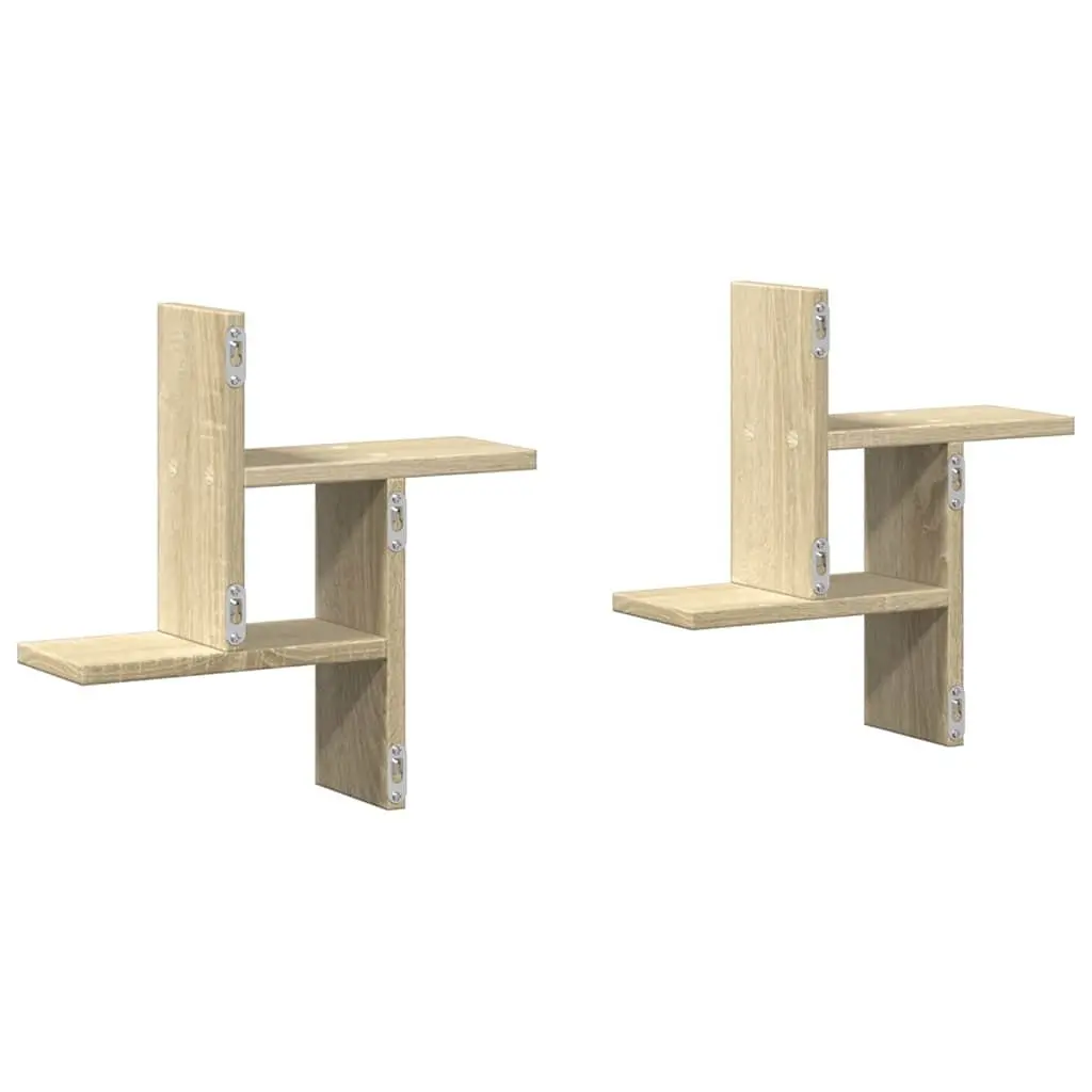 Wall Shelves 2 pcs Sonoma Oak 38x12x38 cm Floating Storage Display Organiser