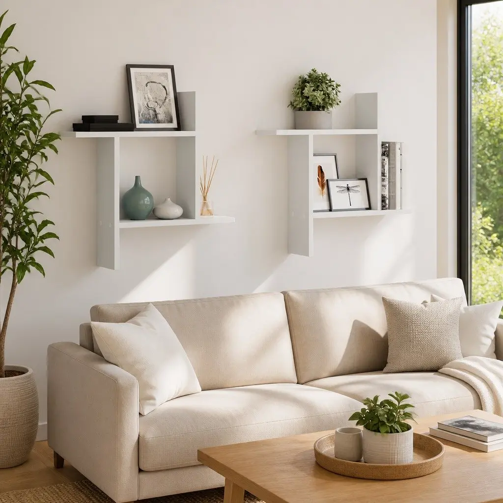 White Floating Wall Shelves 50x12x50 cm, 2 pc
