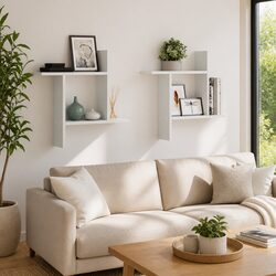 Specifications for White Floating Wall Shelves 50x12x50 cm, 2 pc
