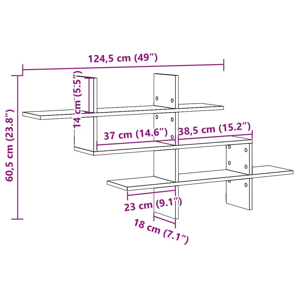 Wall Shelf White Floating Storage Display Shelving Unit Engineered Wood