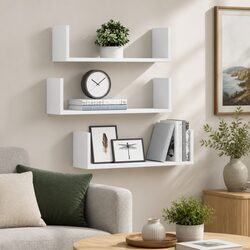 Floating Wall Shelves White 3 pcs, Engineered Wood 58x18x18 cm