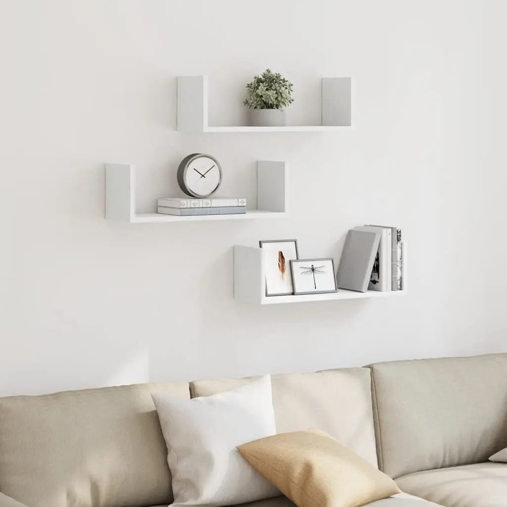 Floating Wall Shelves White 3 pcs, Engineered Wood 58x18x18 cm