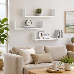 3 Pieces Wall Shelves - White, 80 x 18 x 18 cm, Engineered Wood