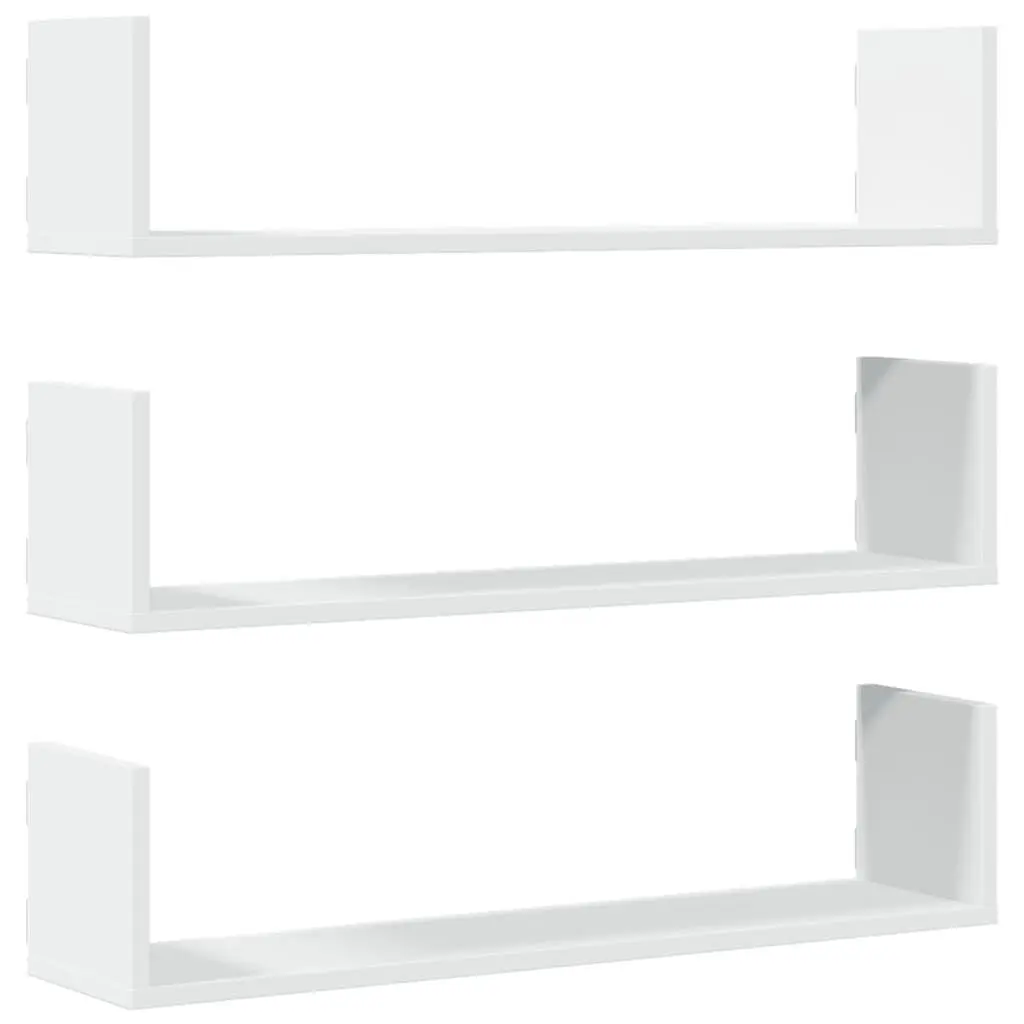Wall Shelves 3 Pieces White Floating Storage Display Organiser 80x18x18 cm