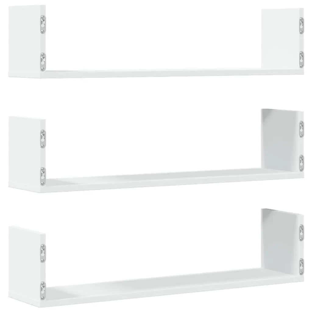 Wall Shelves 3 Pieces White Floating Storage Display Organiser 80x18x18 cm