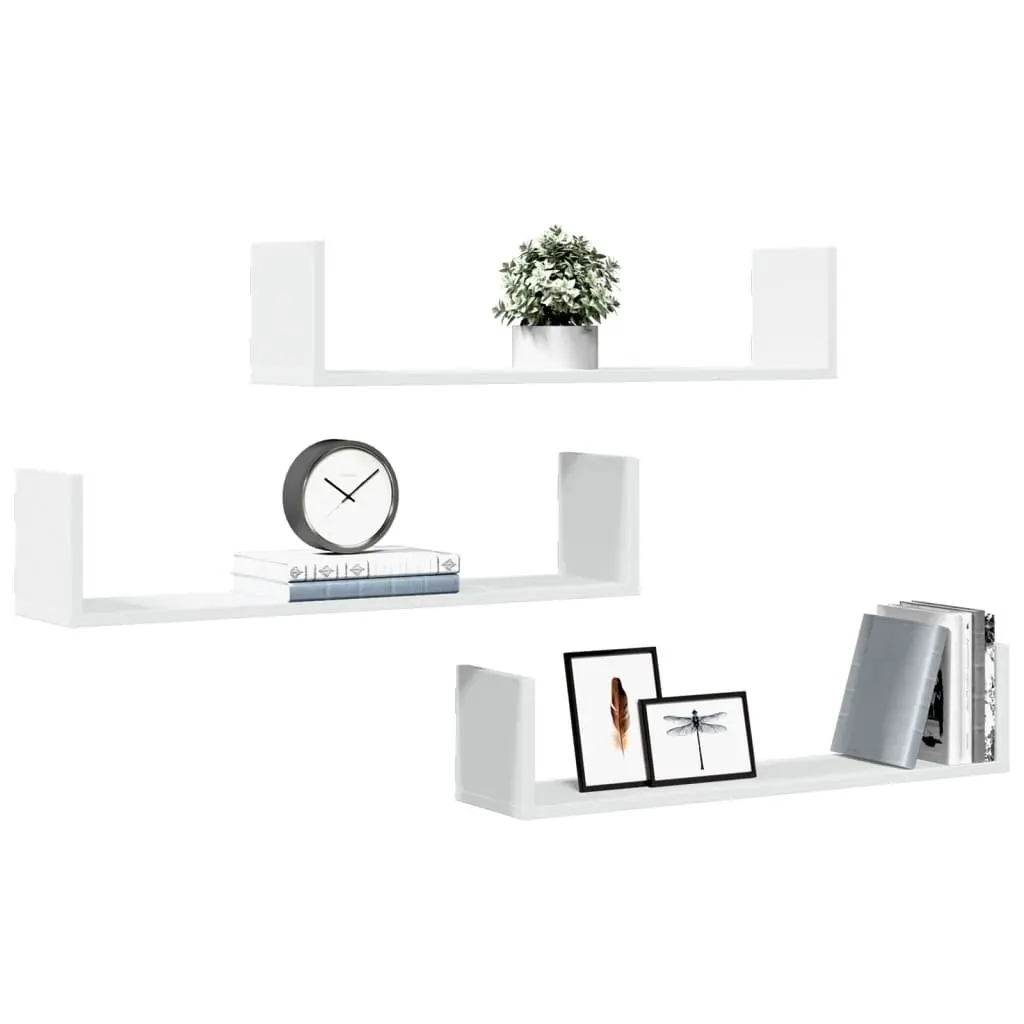 Wall Shelves 3 Pieces White Floating Storage Display Organiser 80x18x18 cm