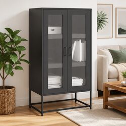 Specifications for Highboard Storage Cabinet in Black